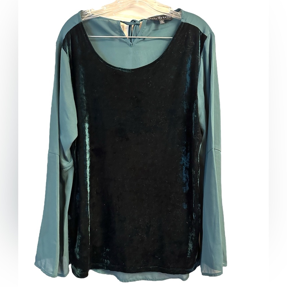 Fred David Top Sheer Bell Sleeves with Soft Plush Front Size L 12/14